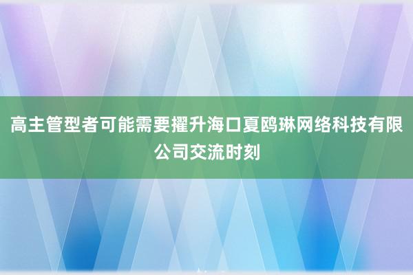 高主管型者可能需要擢升海口夏鸥琳网络科技有限公司交流时刻